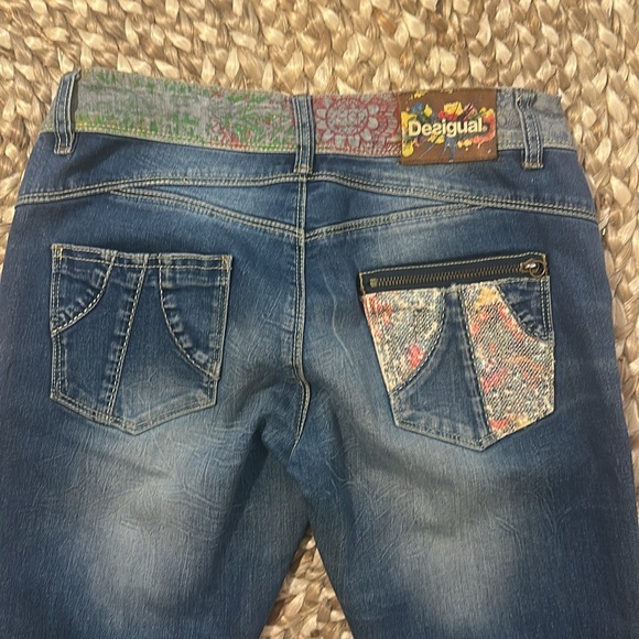 DESIGUAL light wash Slim Fit Decorated Waistband and pocket Jeans. SZ 28 vintage - Picture 10 of 13
